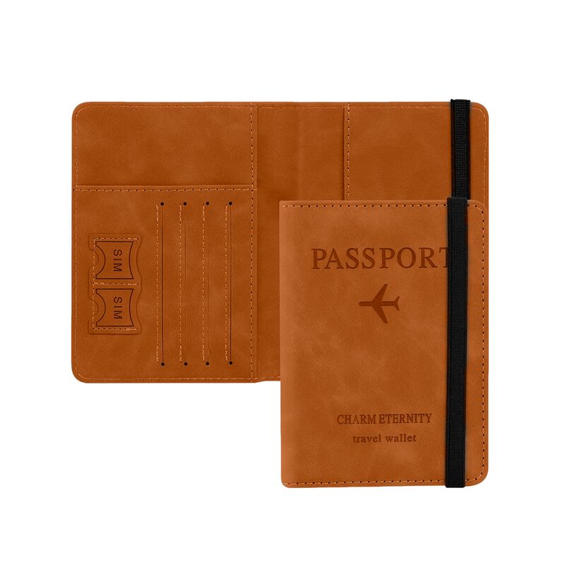 Porta Pasaporte con Protección RFID Café Claro ... image number null