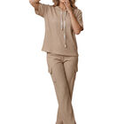 Conjunto 2 Piezas, Blusa Con Capucha Y Pantal&oacute;n Cargo Conj-0264 Beige Casual Y C&oacute;modo Para Mujer