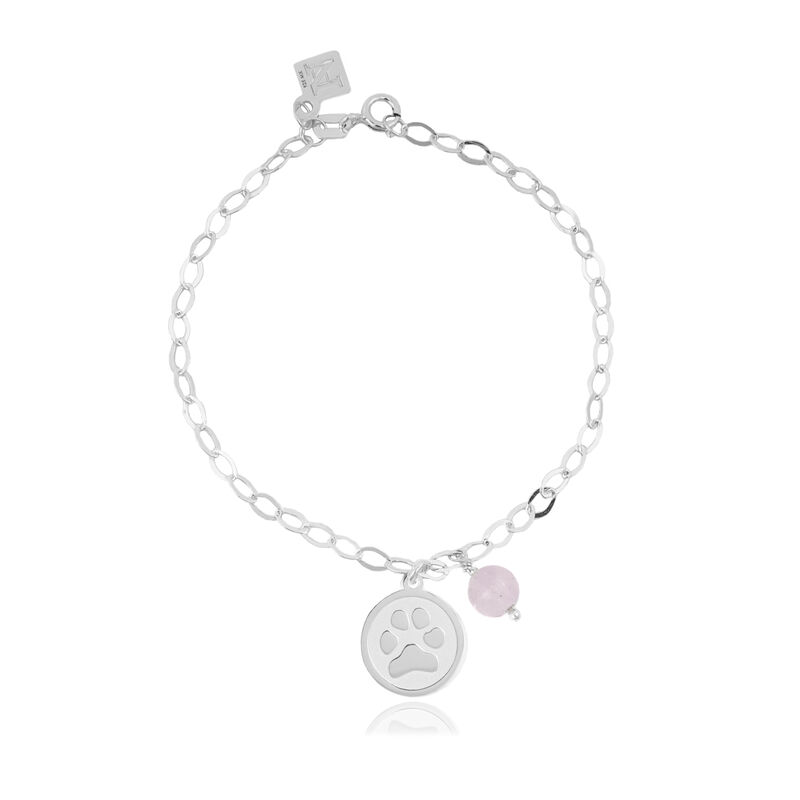 Pulsera cadena con charm Huellas de plata y cua... image number null