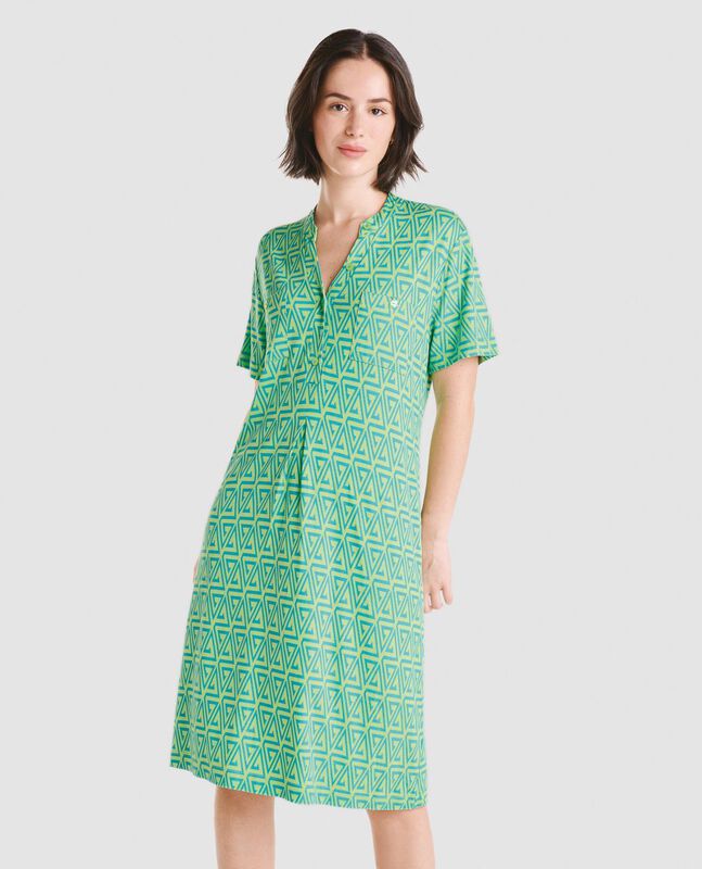 Vestido Geom&eacute;trico con Pata Verde image number null
