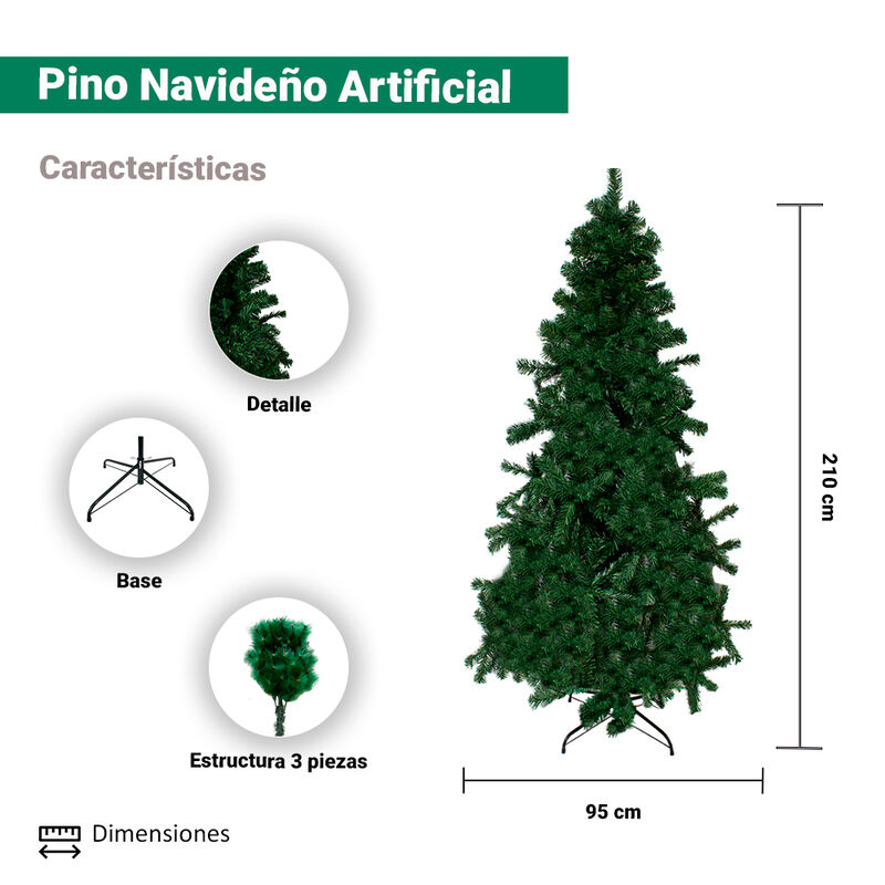 Árbol Pino De Navidad Verde 210 Cm Vara De Estr... image number null
