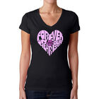 Camiseta De Cuello En V Word Art Para Mujer - Forever In Our Hearts- Negro