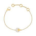 PULSERA NEREIDA CADENA CHAPADA EN ORO Y CHARM BLANCO