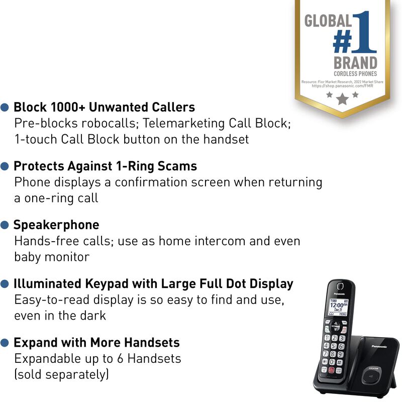 Tel&eacute;fono Inal&aacute;mbrico Panasonic Kx-tgd810b Con B... image number null