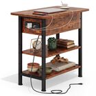 Mesa Auxiliar Grusign 60 cm Con Cargador Integrado Color Marr&oacute;n R&uacute;stico
