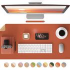 Alfombrilla De Escritorio Bicolor Renmture 91 &times; 43 cm Naranja (cuero Vegano Pu Y Corcho)