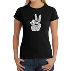 Camiseta Word Art Para Mujer - Dedos de Paz- Negro