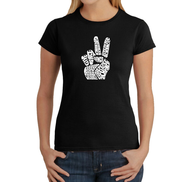 Camiseta Word Art Para Mujer - Dedos de Paz- Ne... image number null
