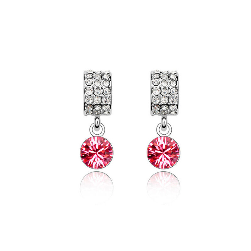 Aretes en Baño de Oro Blanco de 18K con Cristal... image number null