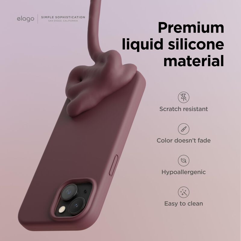 Funda Elago Silicona para iPhone 15 Burdeos image number null