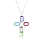 Gargantilla De Cruz Con Cadena De Plata 925 Con Zirconias De Colores (59 X 38Mm Aprox)