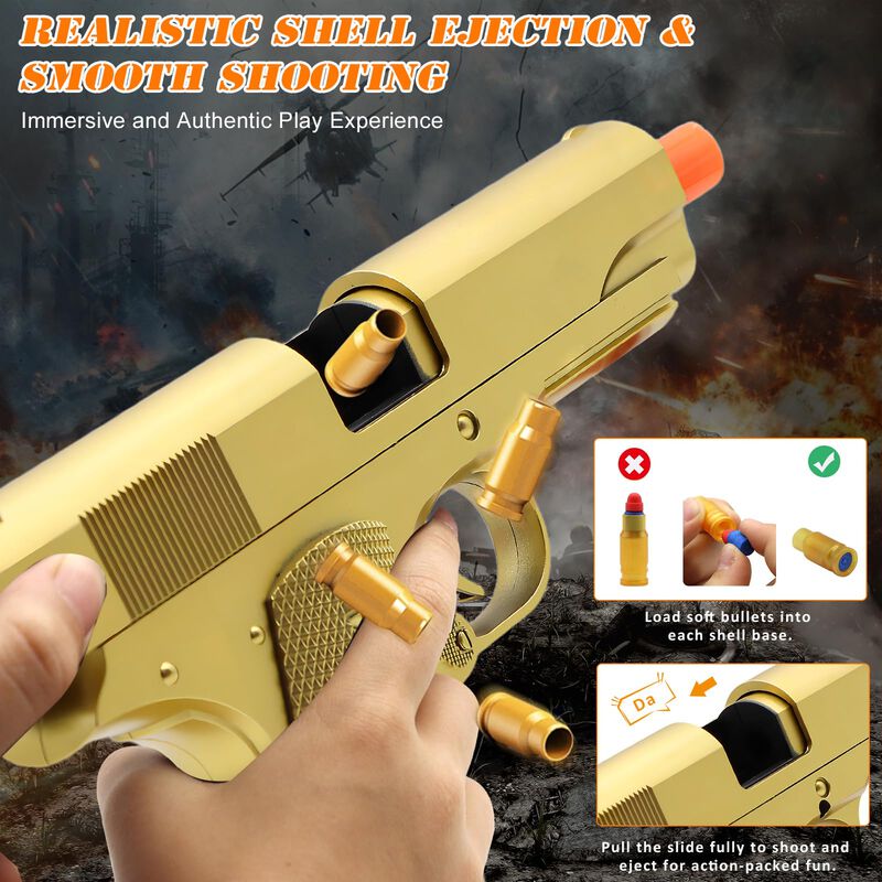 Pistola Toy Gun Trokiomi Gold Soft Bullet Con 2... image number null