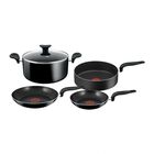BATERIA DE COCINA T-FAL 390900 5 PIEZAS ALUMINIO ANTIADHERENTE NEGRO