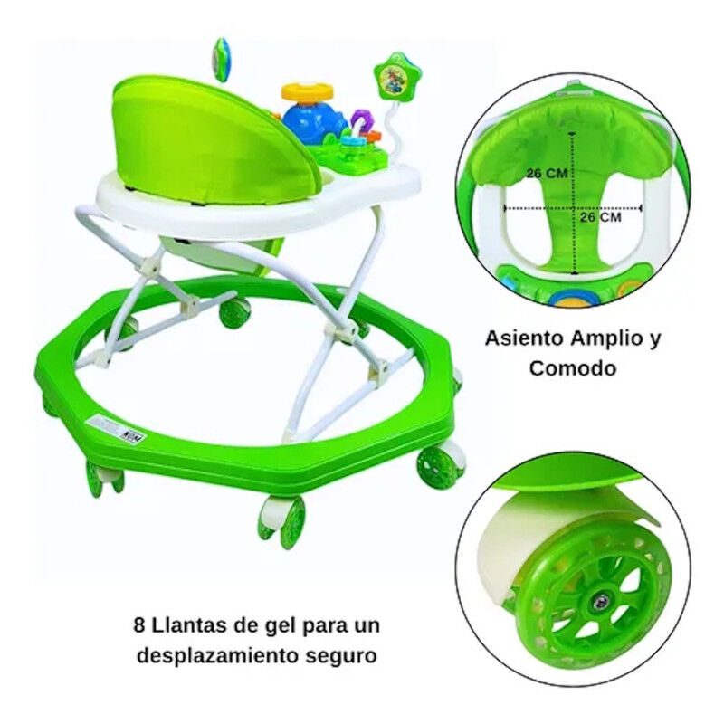 Andadera Beb&eacute; Plegable Verde Musical Juguetero ... image number null