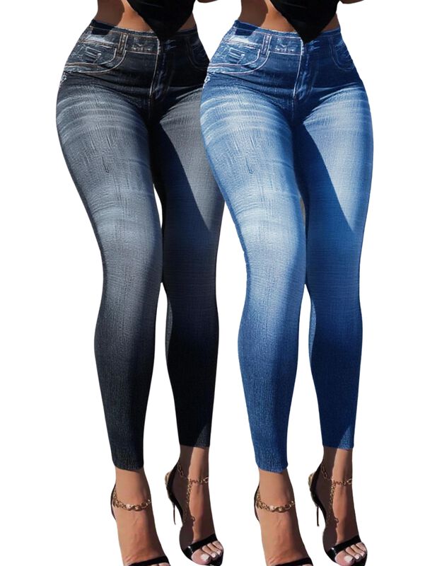 Pack de 2 Leggins Unitalla Mujer Mezclilla Faja... image number null