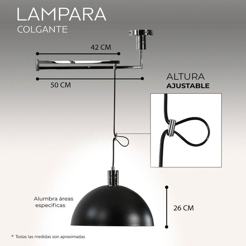 Lampara Candil Movible de 1 Luz Ajustable Negro image number null