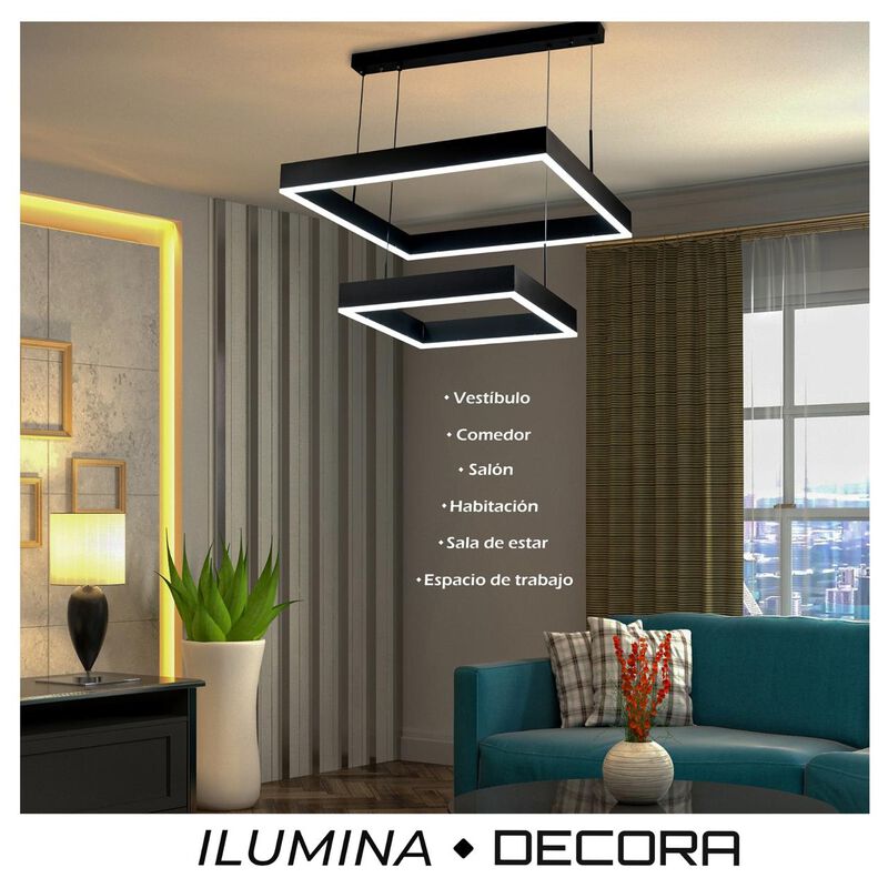 L&aacute;mpara Moderna Colgante Led 2 Rect&aacute;ngulos (Neg... image number null
