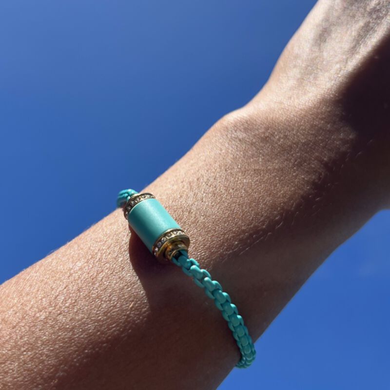 CADENA THALASSA CON ZIRCONIAS E IMÁN COLOR TURQ... image number null