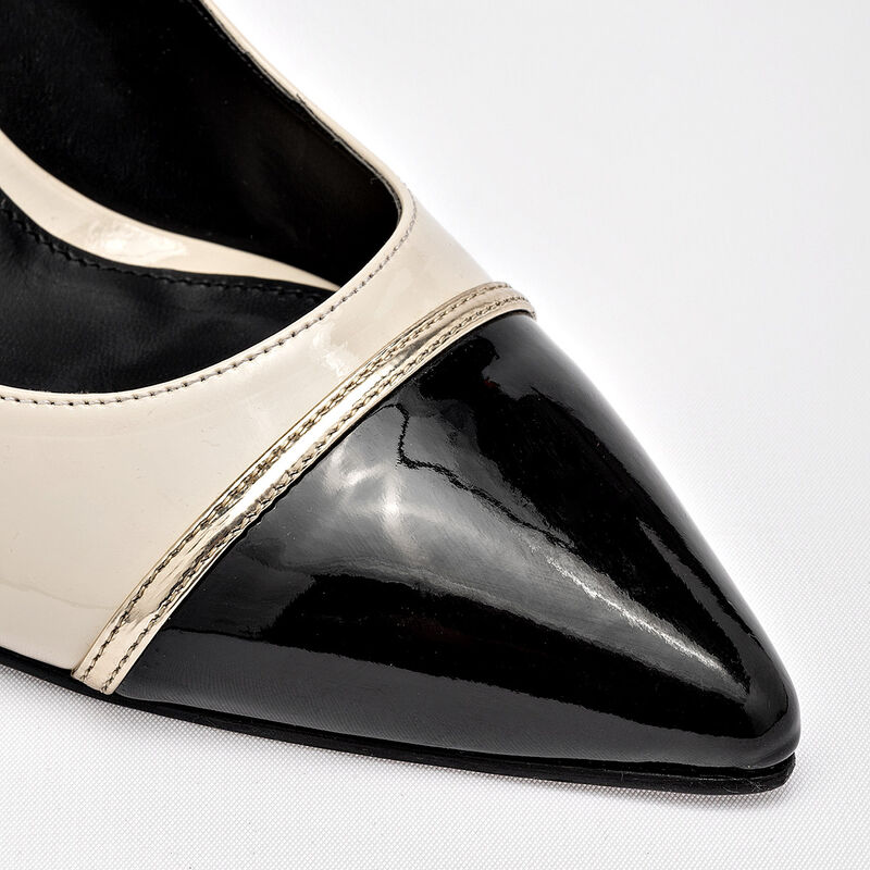 Clasben zapatilla para mujer beige negro charol... image number null