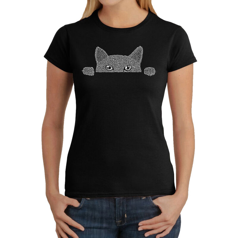 Camiseta Word Art Para Mujer - Gato Asom&aacute;ndose-... image number null