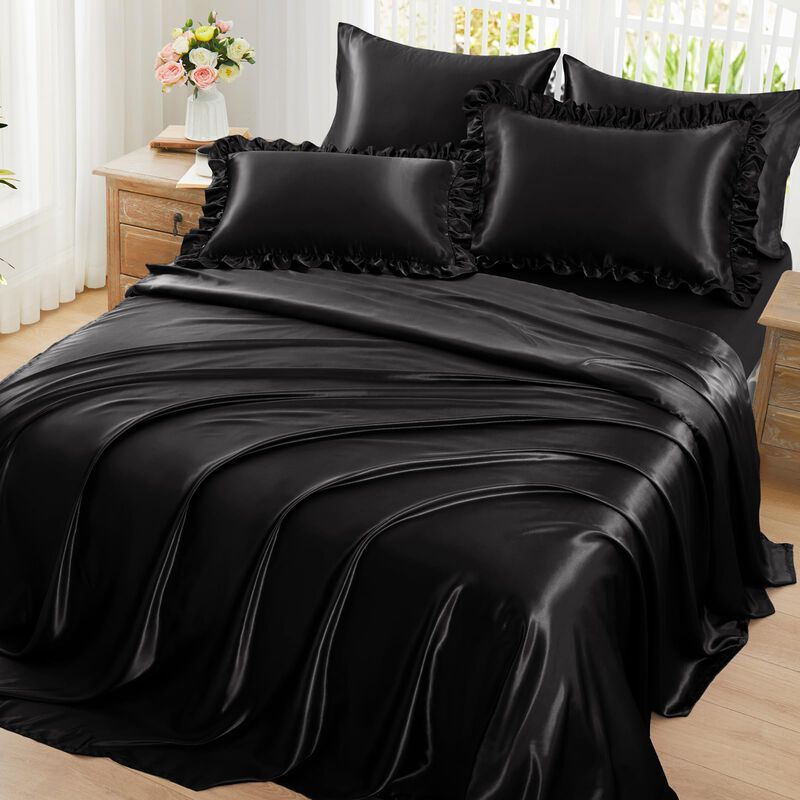 Juego De S&aacute;banas Homiest Queen Negro De 6 Pieza... image number null