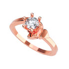 Anillo de Compromiso en Oro Rosa 14K con Circonia -  Talla:8/ FJ840-14R-CZ-8