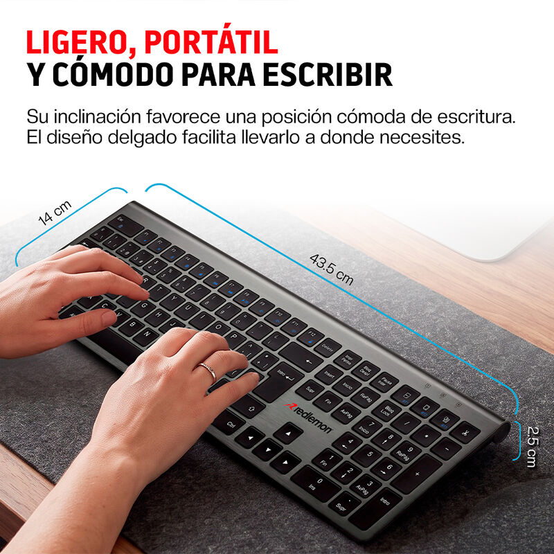 Teclado Inal&aacute;mbrico Bluetooth Silencioso Recarg... image number null