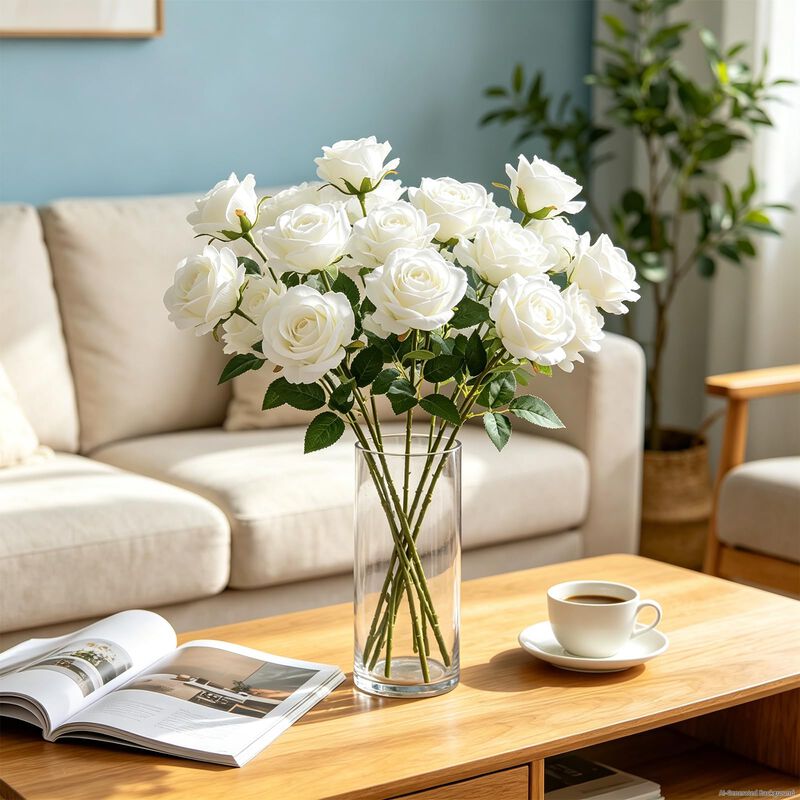 Rosas Artificiales De Seda Blanca Yastouay &ndash; 30... image number null