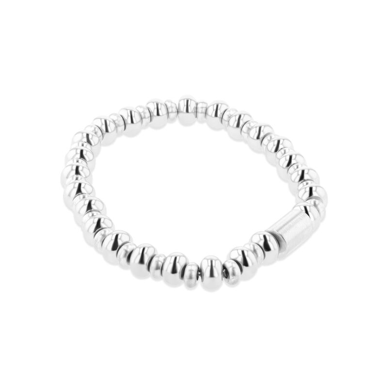 Pulsera De Cuentas De Acero Color Plata Caballe... image number null