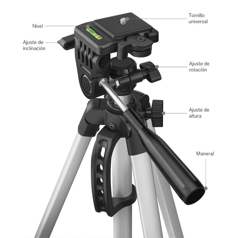 Tripi&eacute; universal largo de aluminio con soporte ... image number null