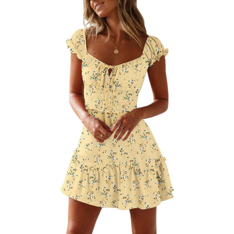 Vestido Corto de Verano Yobecho Floral con Esco... image number null