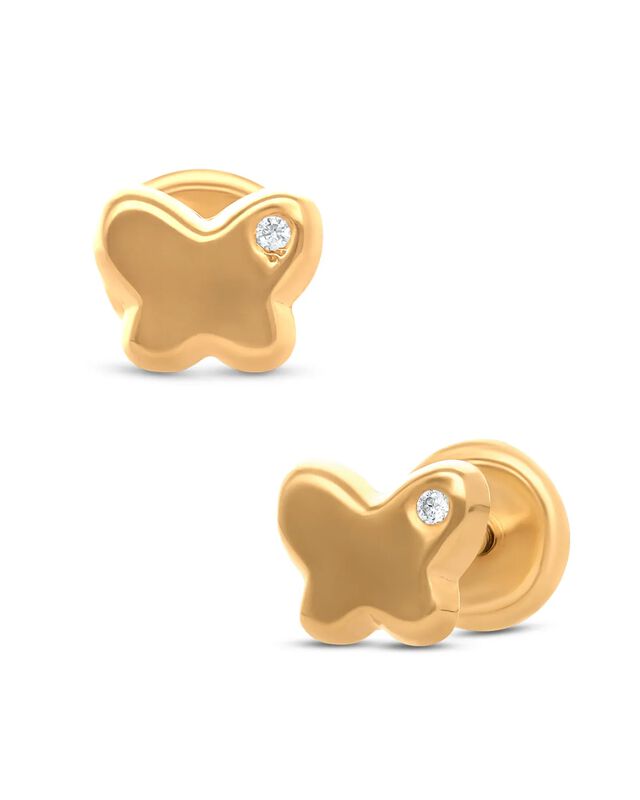 Broqueles De Mariposa En Oro Amarillo 14k Con 1... image number null