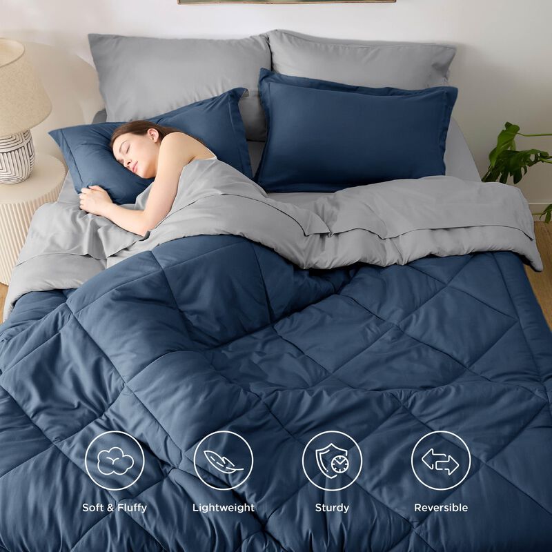 Juego De Ropa De Cama Bedsure Navy Queen Con Ed... image number null