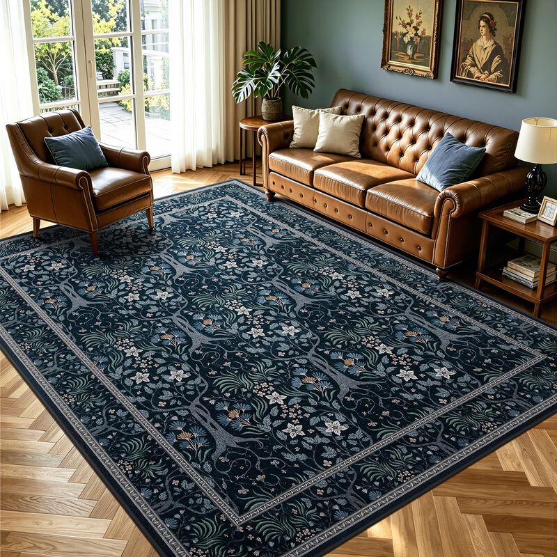 Alfombra Joydeco 137x178 Cm Boho Floral Lavable image number null