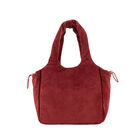 Bolsa Satchel Acolchada En Suede Color Rojo Tinto