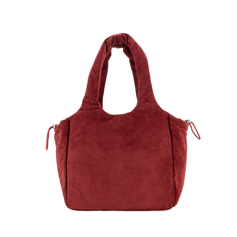 Bolsa Satchel Acolchada En Suede Color Rojo Tin... image number null