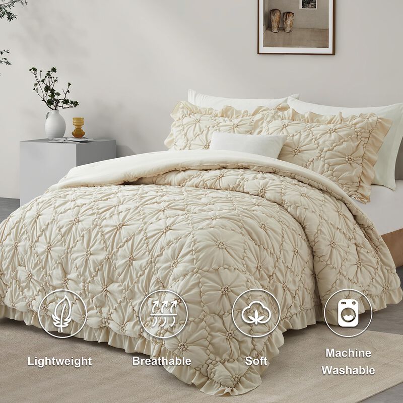 Juego De Edred&oacute;n Bedazzled, Tama&ntilde;o Queen, Beige... image number null