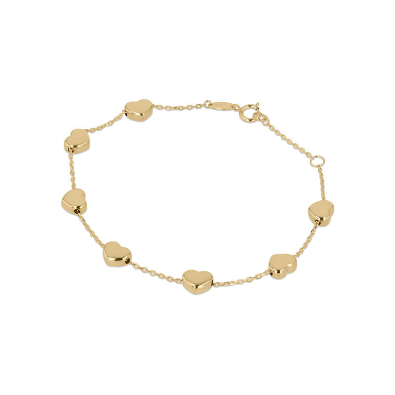 Pulsera De Oro Amarillo 14k Con Corazones-18.5c... image number null