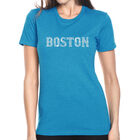 Camiseta Mezcla Premium Word Art Para Mujer - Barrios de Boston- Turquesa