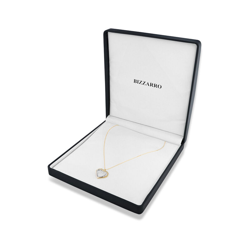 Dije Coraz&oacute;n Bicolor 10k Con Zirconias + Cadena... image number null