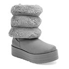 Rojo Cereza Bota con peluche para mujer gris