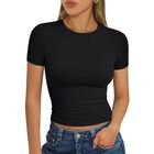 Camiseta Crop Slim Fit Negra Trendy Queen 2XL