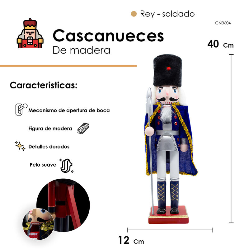 Cascanueces de Madera 40cm decoraci&oacute;n navide&ntilde;a ... image number null