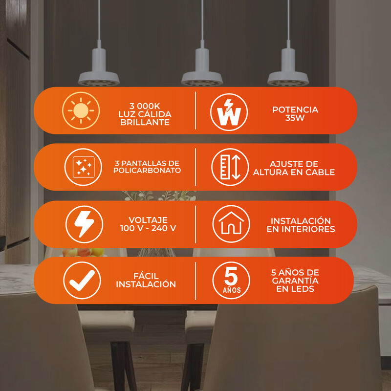 L&aacute;mpara Colgante LED de Metal 1.50 m de Altura,... image number null