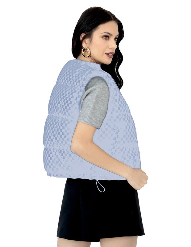 Chaleco Capitonado Corto Gorro Desmontable Azul... image number null