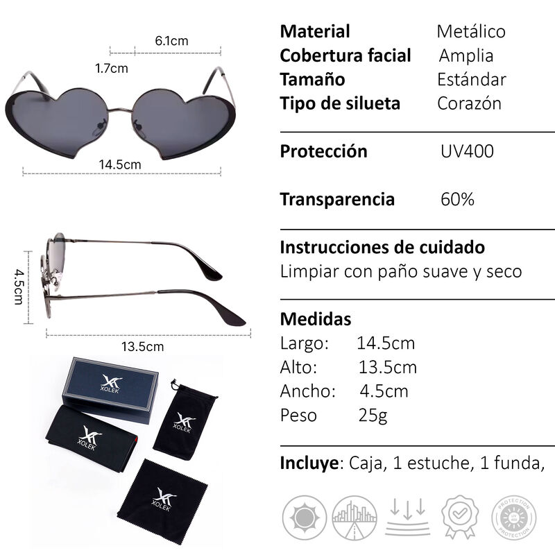 Xolek lentes de sol 132 Gafas Corazon Metalico ... image number null