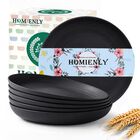 Platos de Cena Homienly 23cm, Juego de 6, Negro, Fibra de Trigo