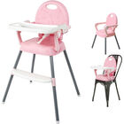 Silla Periquera Alta Bebe Plegable 3 En 1 Bandeja Ajustable Rosa Little Monkey