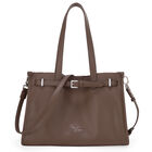 Bolsa Tote Grande Con Hebilla Decorativa Color Cafe