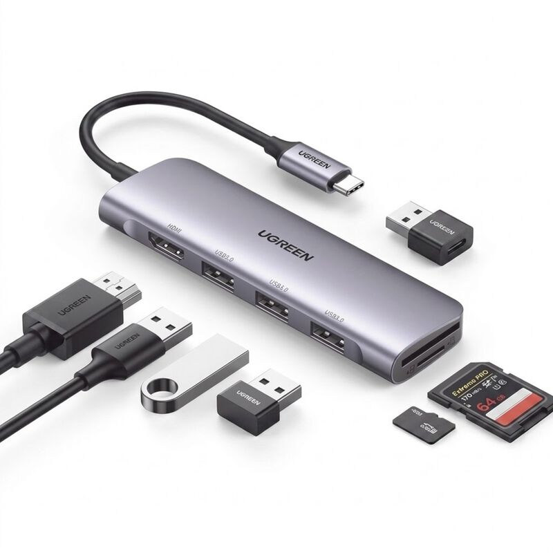 Hub Usb-c 6 En 1 Hdmi 4k Usb 3.0 Sd Micro Alumi... image number null